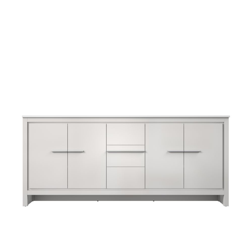 Lafarre 80 in W x 20 in. D White Double Bath Vanity and White Quartz Top