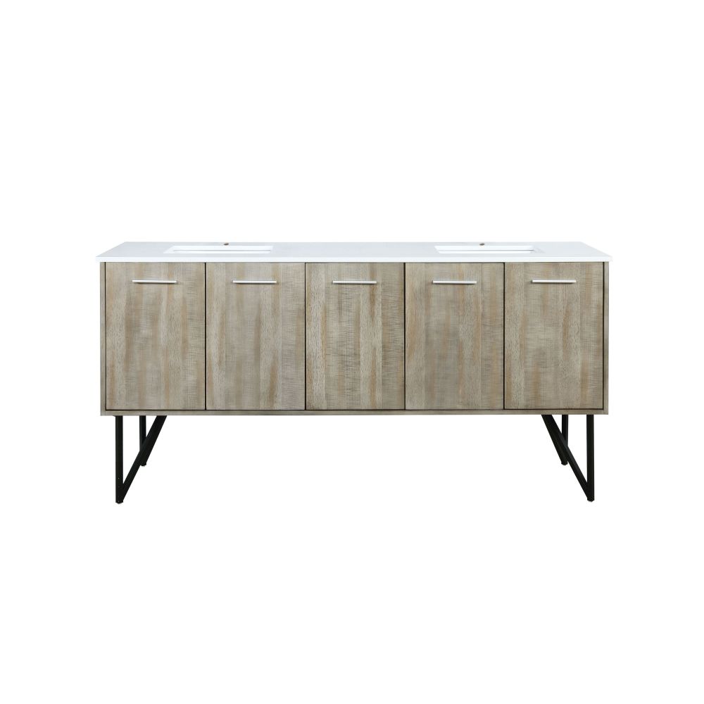Lancy 72 in W x 20 in. D Rustic Acacia Double Bath Vanity and White Quartz Top