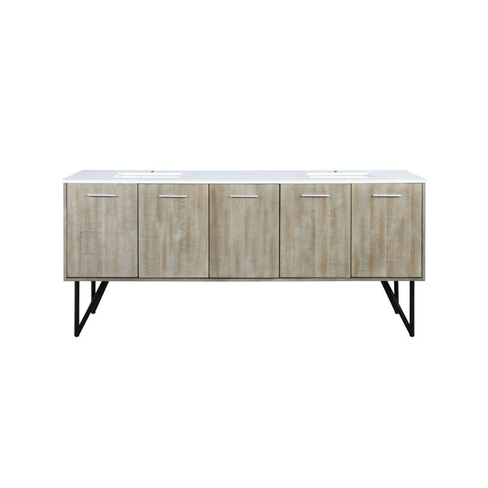 Lancy 80 in W x 20 in. D Rustic Acacia Double Bath Vanity and White Quartz Top