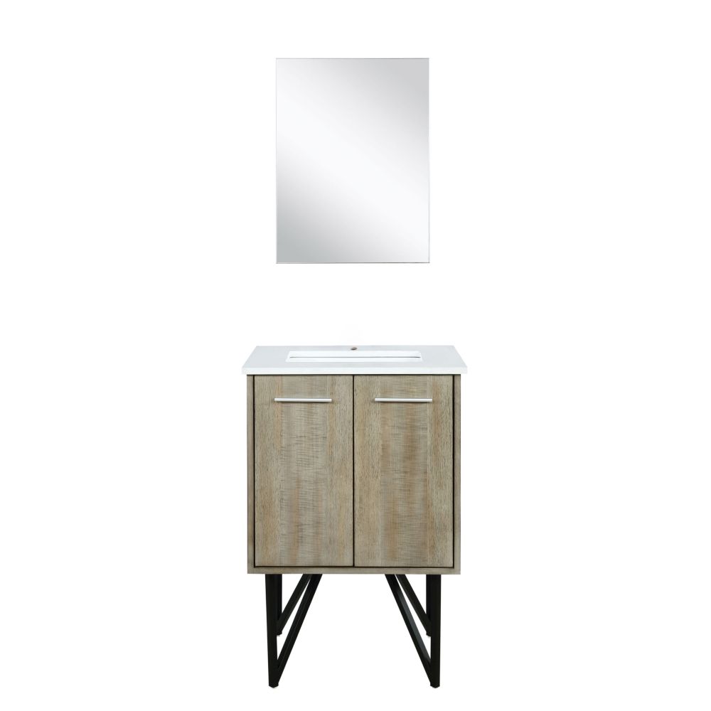 Lancy 24 in W x 20 in. D Rustic Acacia Bath Vanity, Cultured Marble Top and 18 in Mirror