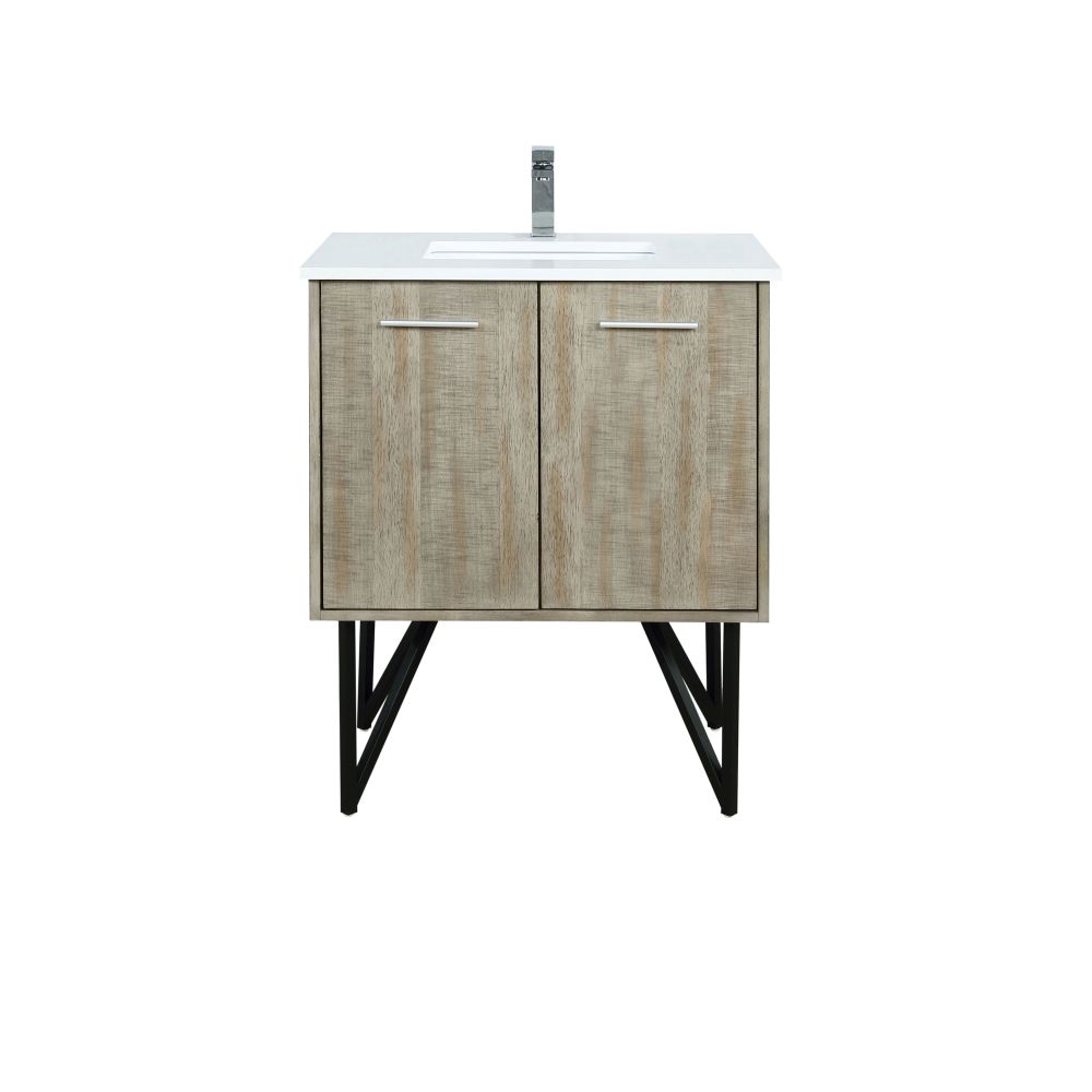 Lancy 30 in W x 20 in. D Rustic Acacia Bath Vanity, Cultured Marble Top and Chrome Faucet Set