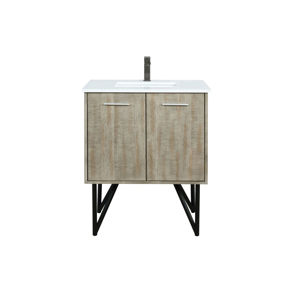 Lancy 30 in W x 20 in. D Rustic Acacia Bath Vanity, Cultured Marble Top and Gun Metal Faucet Set