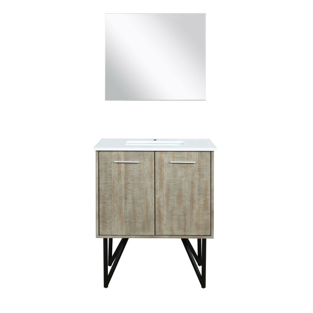 Lancy 30 in W x 20 in. D Rustic Acacia Bath Vanity, Cultured Marble Top and 28 in Mirror