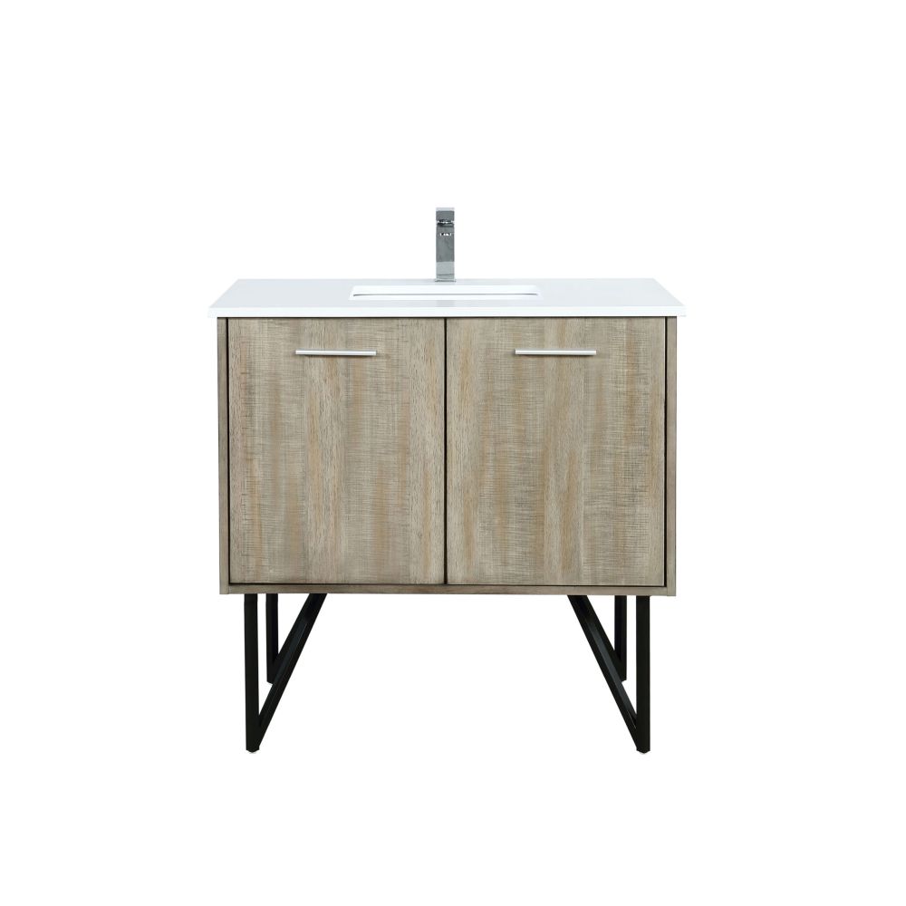 Lancy 36 in W x 20 in. D Rustic Acacia Bath Vanity, Cultured Marble Top and Chrome Faucet Set