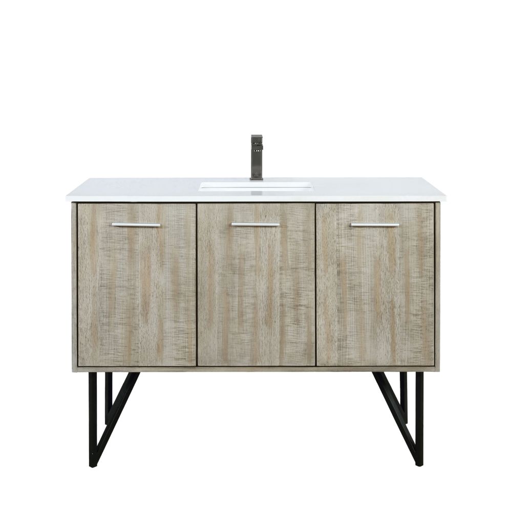 Lancy 48 in W x 20 in. D Rustic Acacia Bath Vanity, Cultured Marble Top and Gun Metal Faucet Set