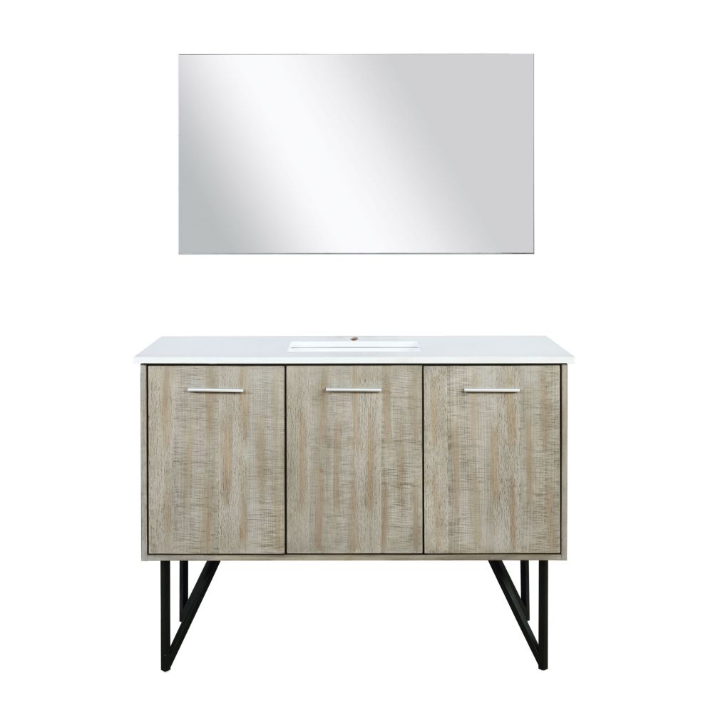 Lancy 48 in W x 20 in. D Rustic Acacia Bath Vanity, Cultured Marble Top and 43 in Mirror