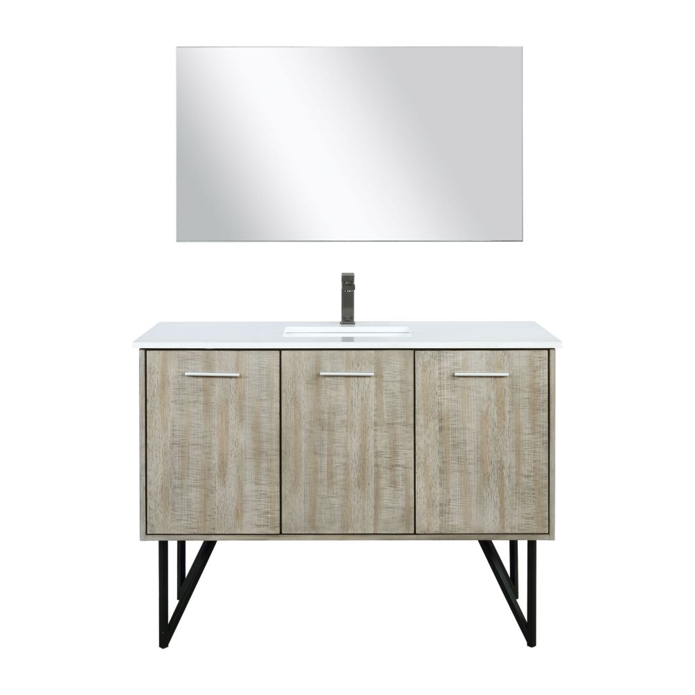 Lancy 48 in W x 20 in. D Rustic Acacia Bath Vanity, Cultured Marble Top, Gun Metal Faucet Set and 43 in Mirror