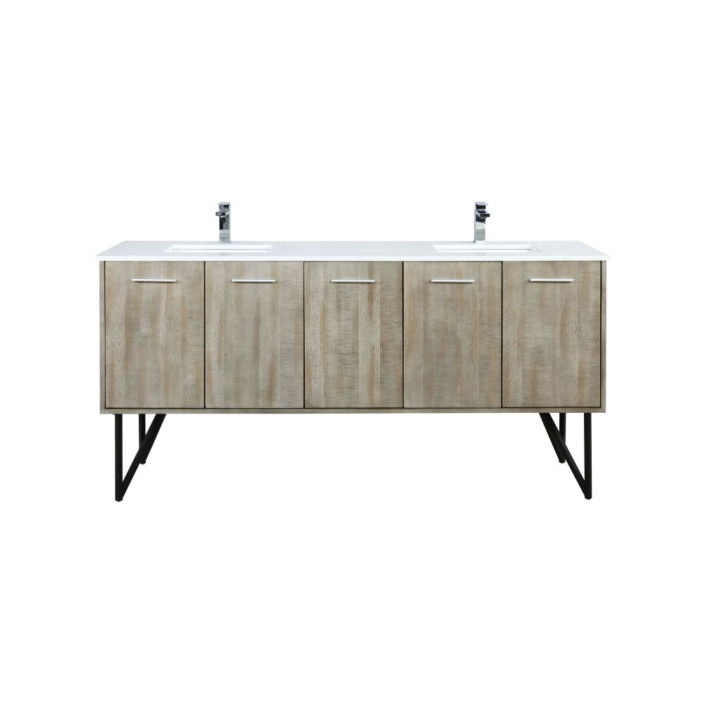 Lancy 72 in W x 20 in. D Rustic Acacia Double Bath Vanity, Cultured Marble Top and Chrome Faucet Set