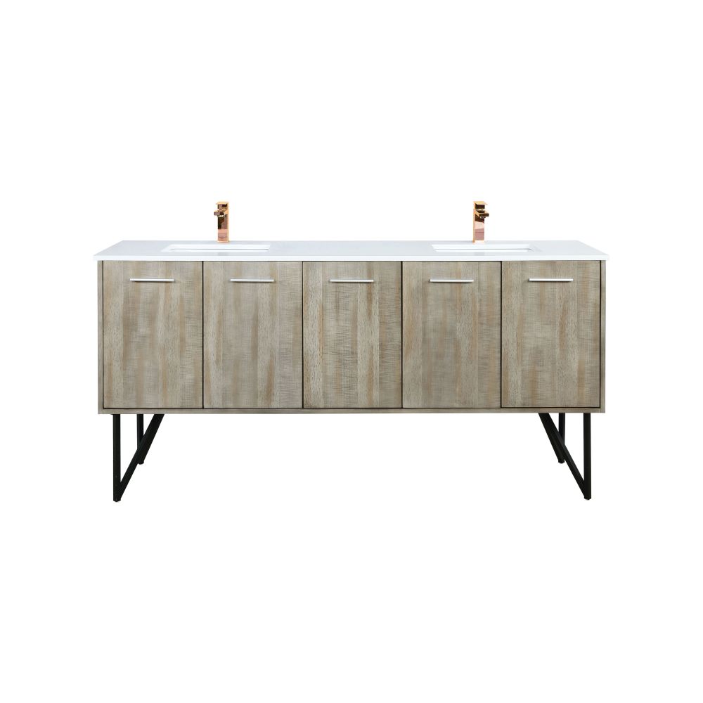 Lancy 72 in W x 20 in. D Rustic Acacia Double Bath Vanity, Cultured Marble Top and Rose Gold Faucet Set