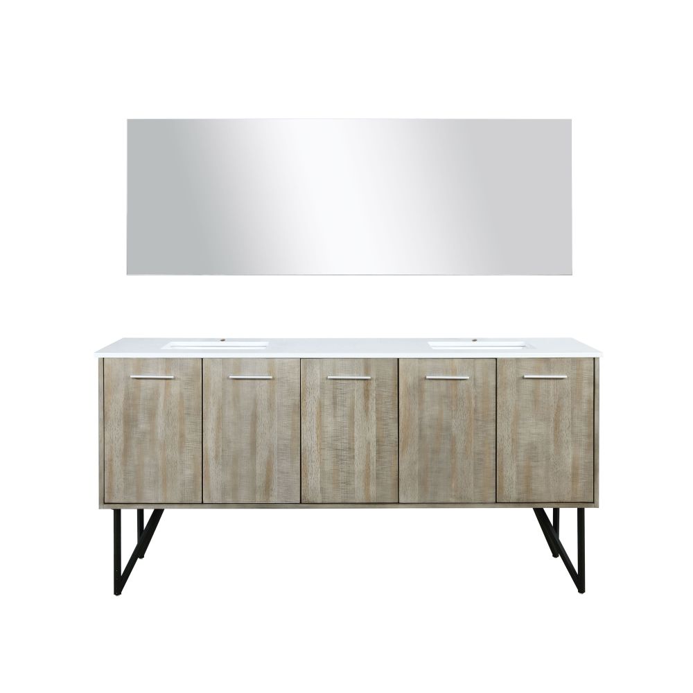 Lancy 72 in W x 20 in. D Rustic Acacia Double Bath Vanity, Cultured Marble Top and 70 in Mirror