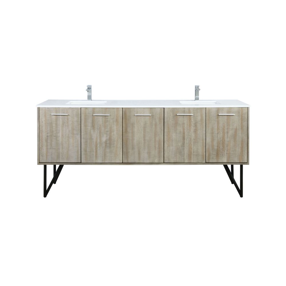 Lancy 80 in W x 20 in. D Rustic Acacia Double Bath Vanity, Cultured Marble Top and Chrome Faucet Set