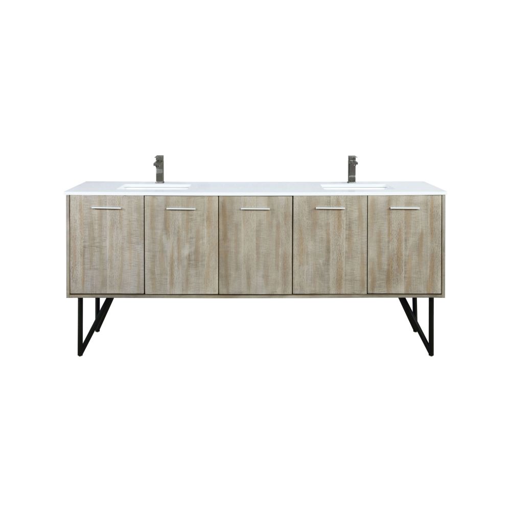 Lancy 80 in W x 20 in. D Rustic Acacia Double Bath Vanity, Cultured Marble Top and Gun Metal Faucet Set