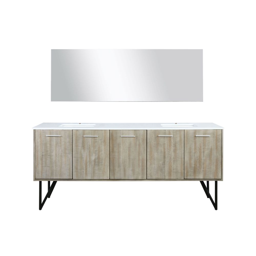 Lancy 80 in W x 20 in. D Rustic Acacia Double Bath Vanity, Cultured Marble Top and 70 in Mirror
