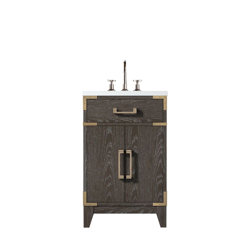 Laurel 20 in W x 18 in. D Brown Oak Single Bath Vanity, Acrylic Top, and Faucet Set