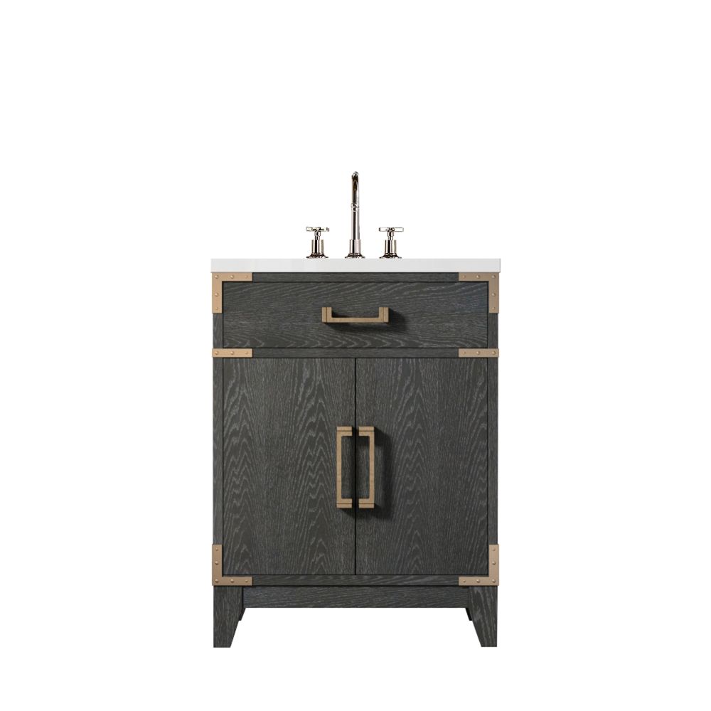 Laurel 24 in W x 18 in. D Black Oak Single Bath Vanity, Acrylic Top, and Faucet Set