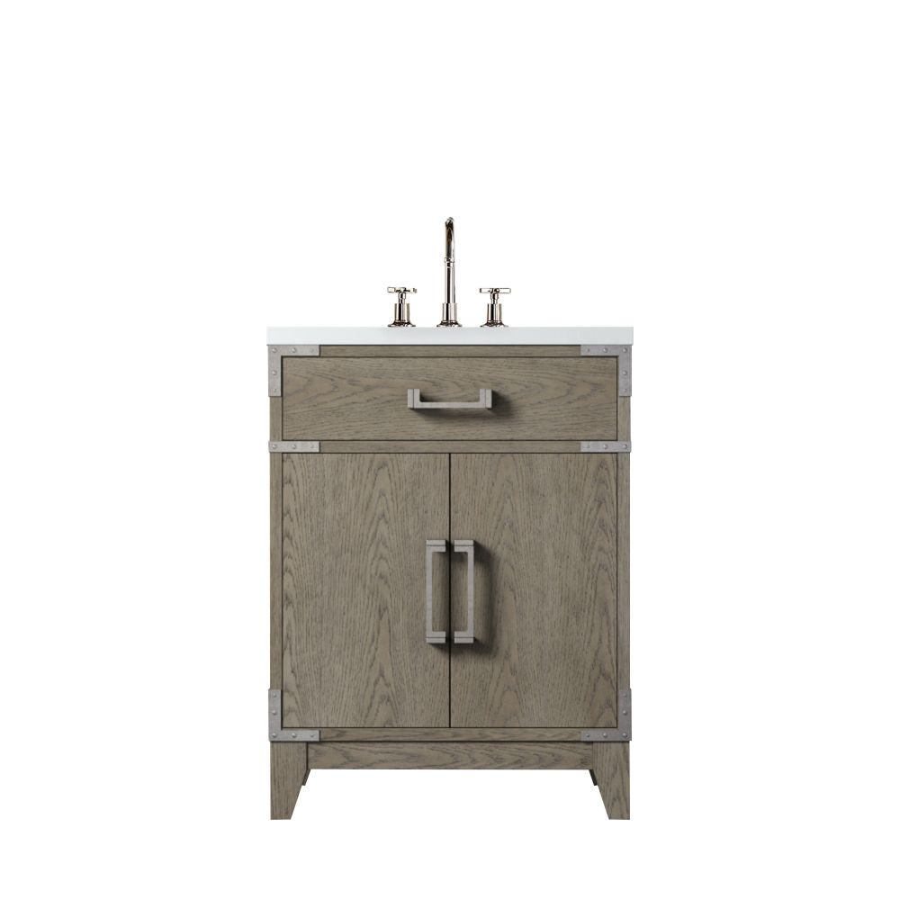 Laurel 24 in W x 18 in. D Grey Oak Single Bath Vanity, Acrylic Top, and Faucet Set