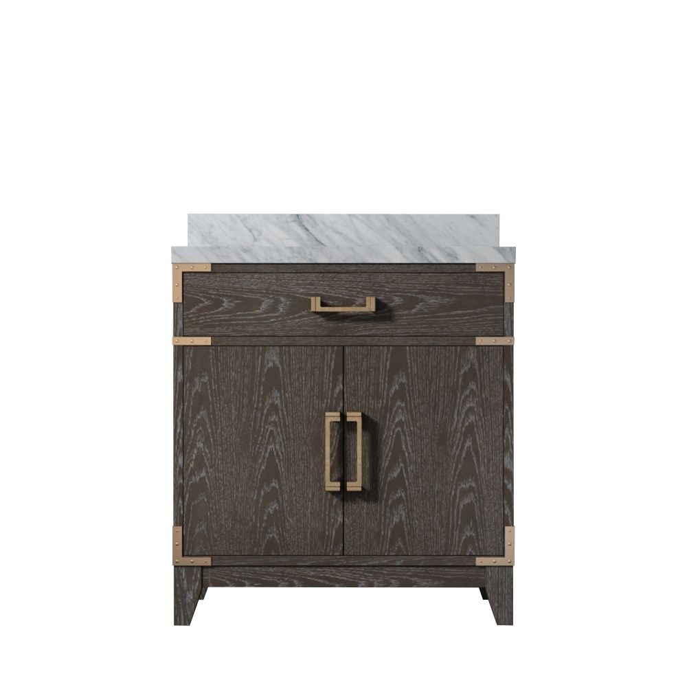 Laurel 30 in W x 22 in. D Brown Oak Single Bath Vanity and Carrara Marble Top