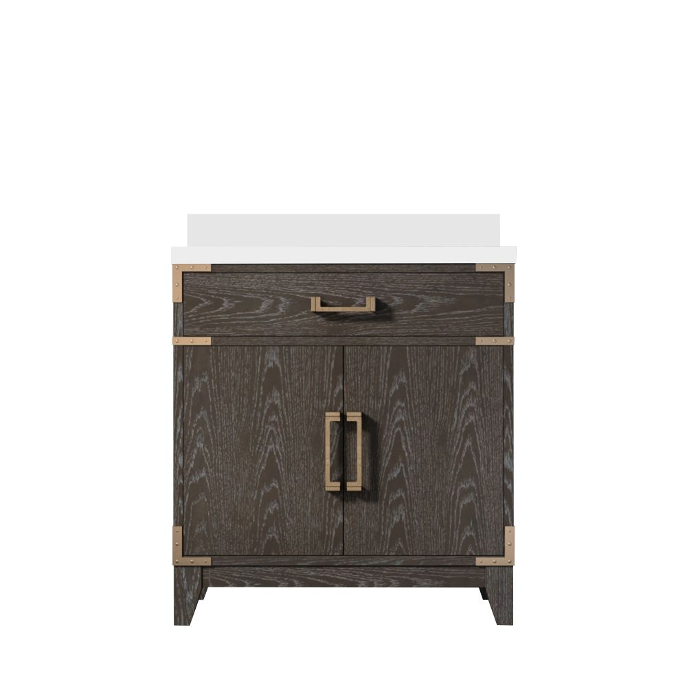 Laurel 30 in W x 22 in. D Brown Oak Single Bath Vanity and White Quartz Top