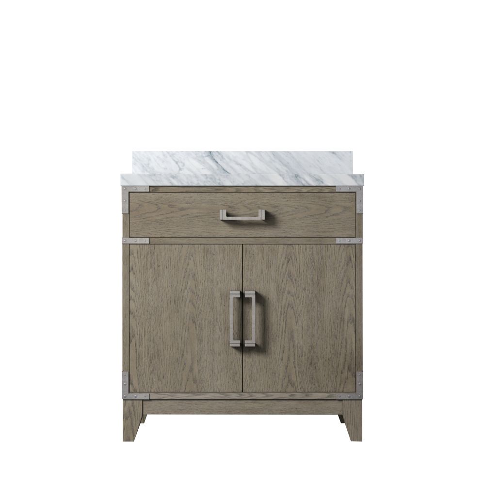 Laurel 30 in W x 22 in. D Grey Oak Single Bath Vanity and Carrara Marble Top