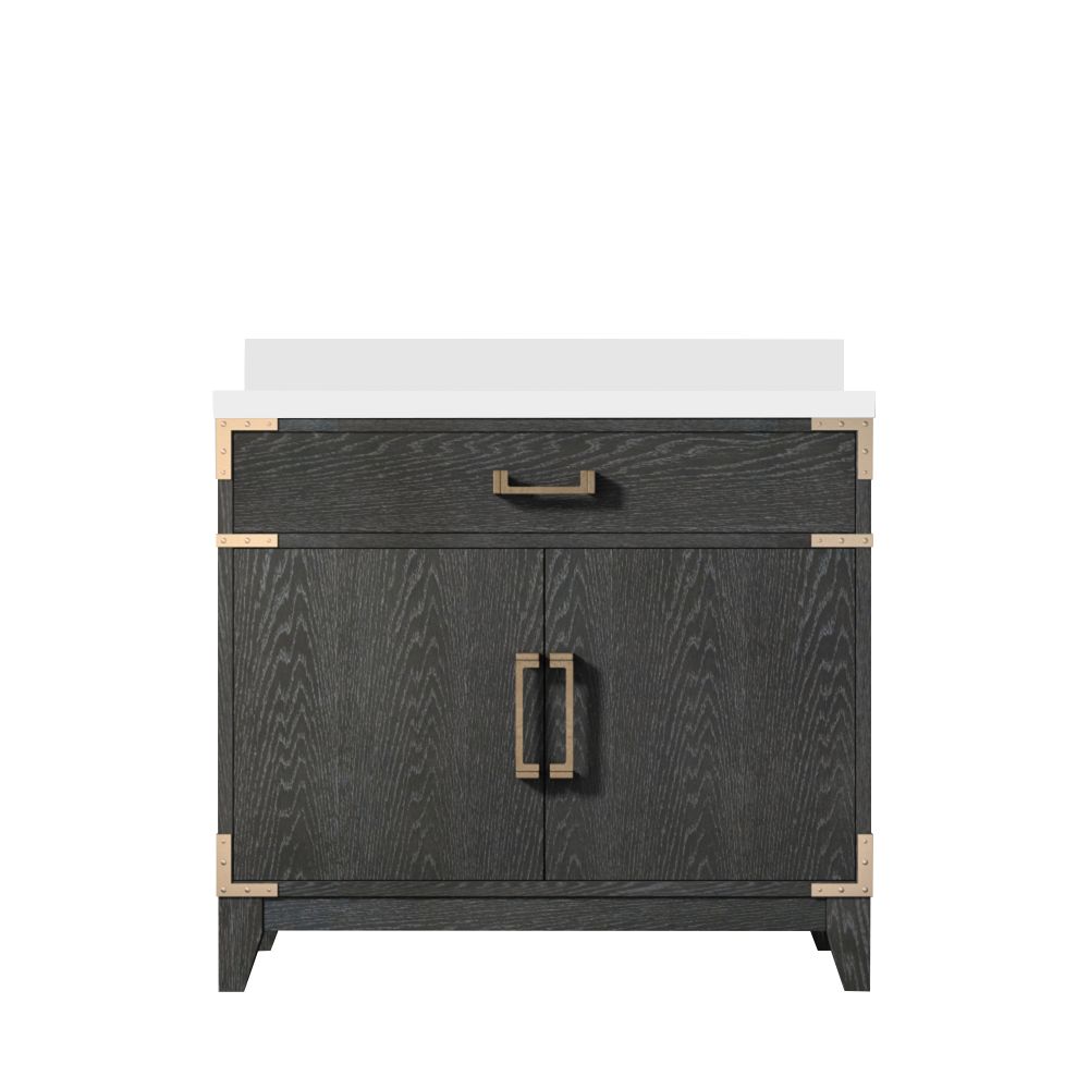 Laurel 36 in W x 22 in. D Black Oak Single Bath Vanity and White Quartz Top