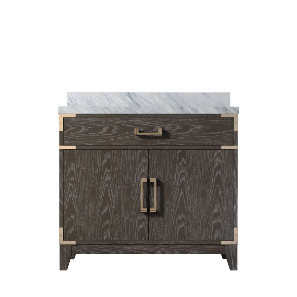 Laurel 36 in W x 22 in. D Brown Oak Single Bath Vanity and Carrara Marble Top