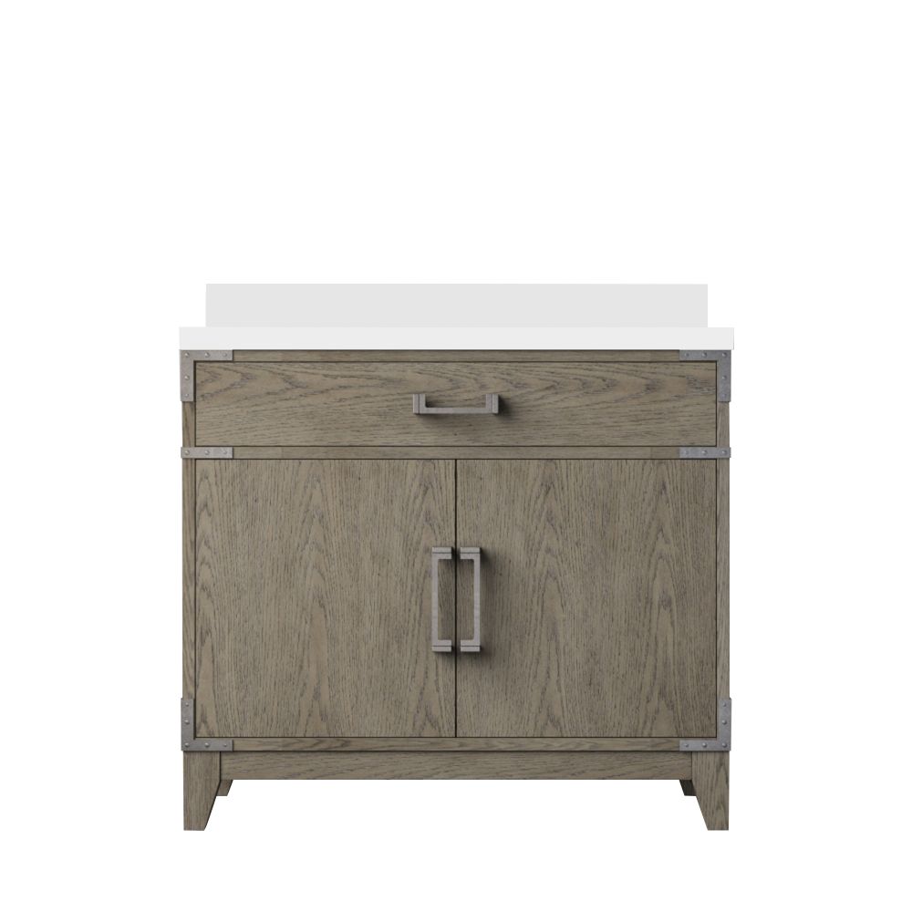 Laurel 36 in W x 22 in. D Grey Oak Single Bath Vanity and White Quartz Top