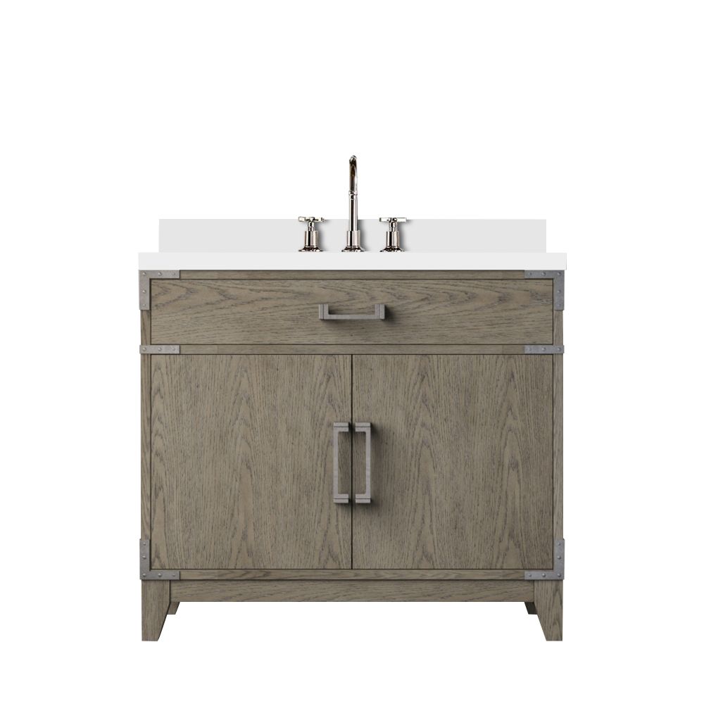 Laurel 36 in W x 22 in. D Grey Oak Single Bath Vanity, Cultured Marble Top, and Faucet Set