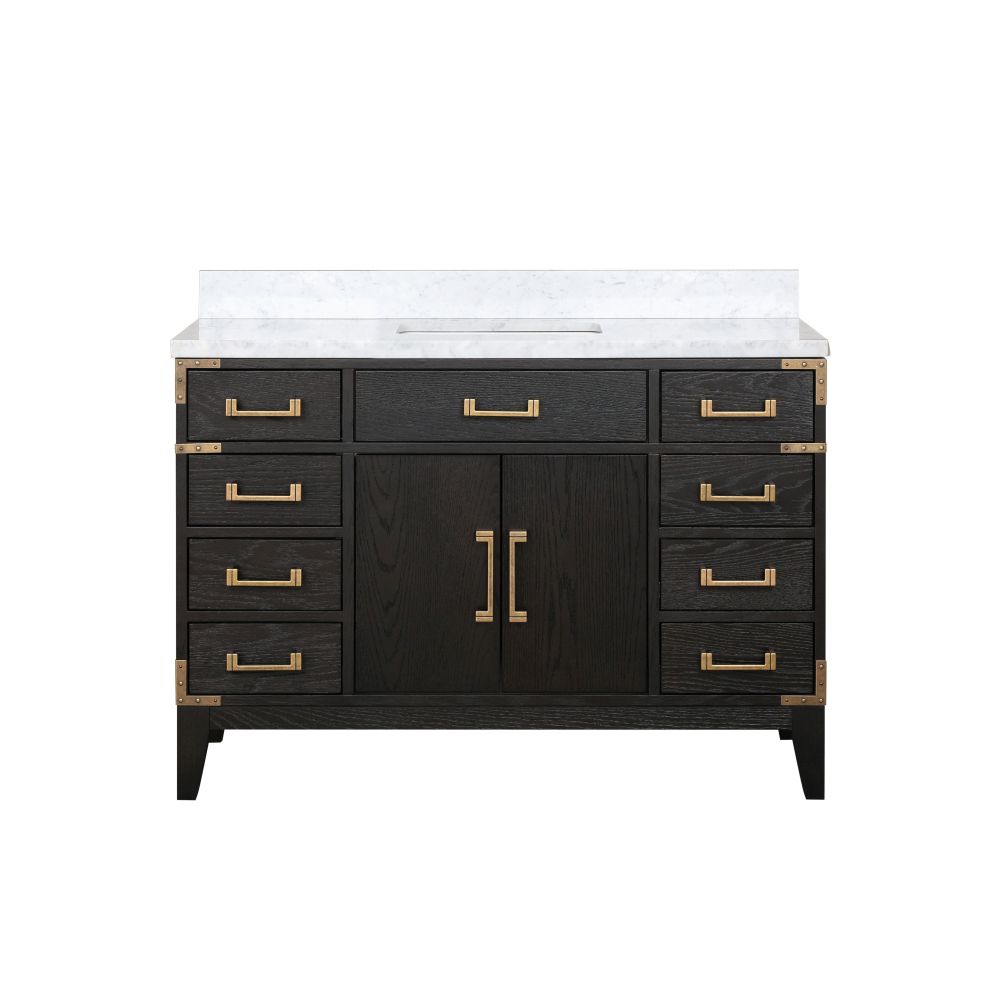 Laurel 48 in W x 22 in. D Black Oak Single Bath Vanity and Carrara Marble Top