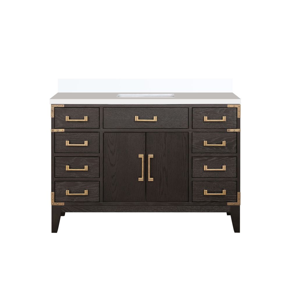 Laurel 48 in W x 22 in. D Brown Oak Single Bath Vanity and Cultured Marble Top