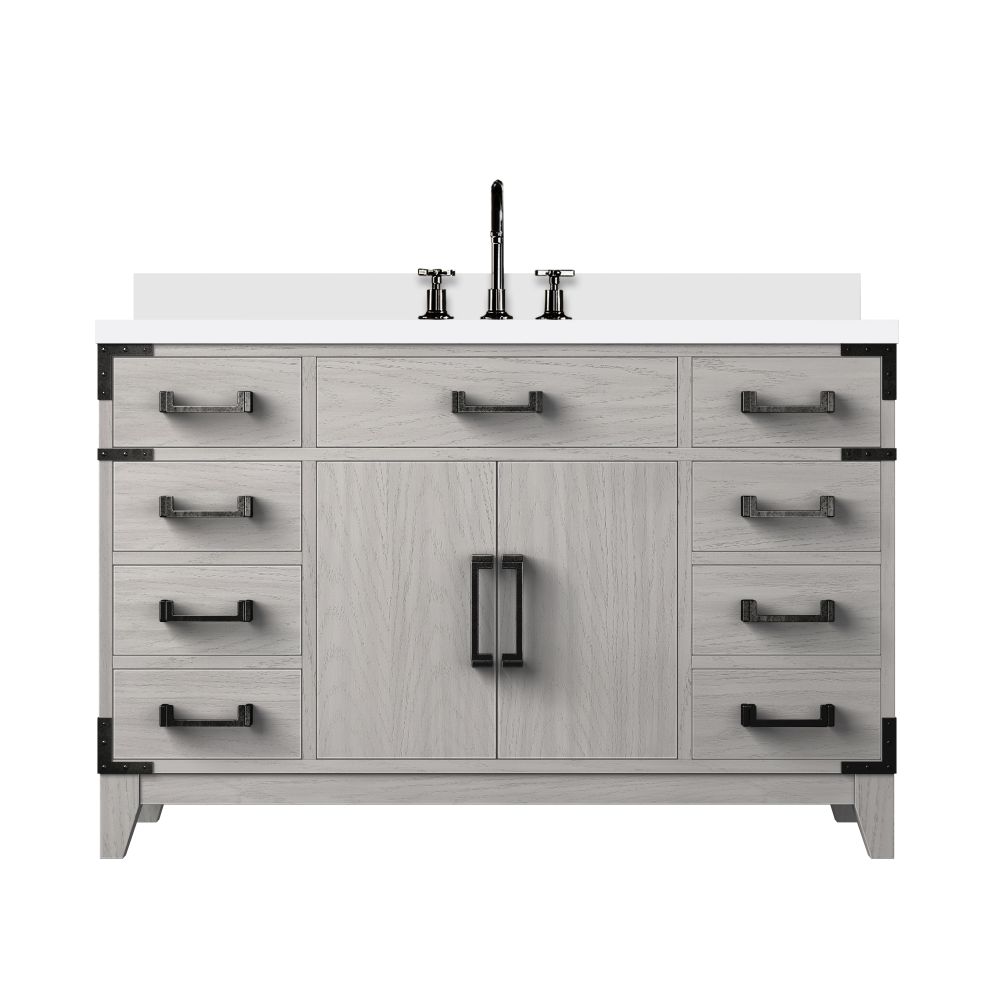 Laurel 48 in W x 22 in. D White Oak Single Bath Vanity, White Quartz Top, and Faucet Set