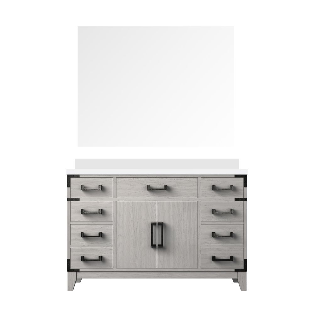 Laurel 48 in W x 22 in. D White Oak Single Bath Vanity, White Quartz Top, and 46 in Mirror