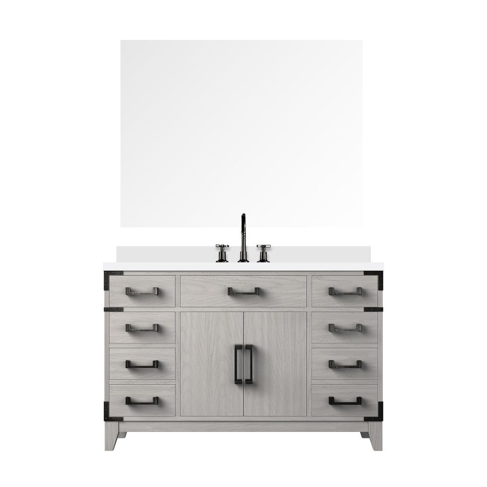 Laurel 48 in W x 22 in. D White Oak Single Bath Vanity, White Quartz Top, Faucet Set, and 46 in Mirror