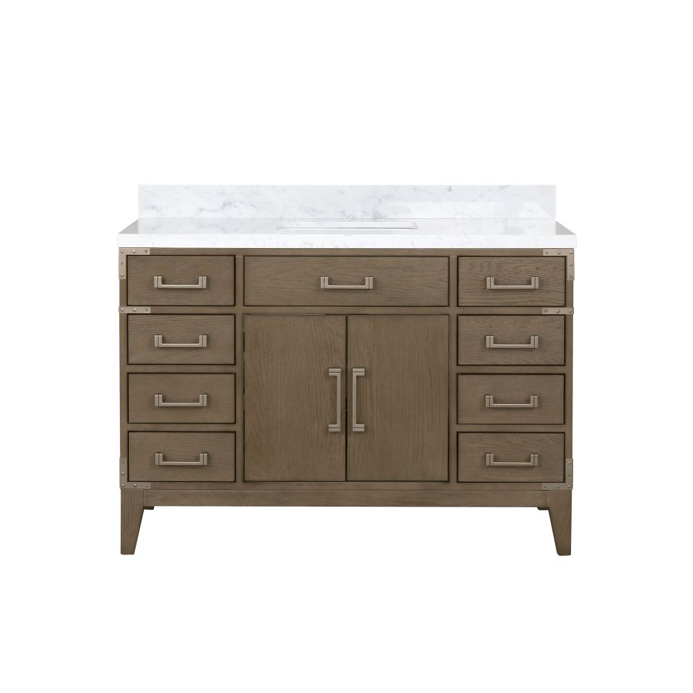 Laurel 48 in W x 22 in. D Grey Oak Single Bath Vanity and Carrara Marble Top