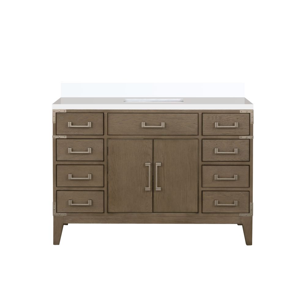 Laurel 48 in W x 22 in. D Grey Oak Single Bath Vanity and White Quartz Top