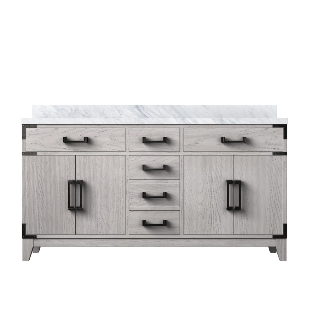 Laurel 60 in W x 22 in. D White Oak Double Bath Vanity and Carrara Marble Top
