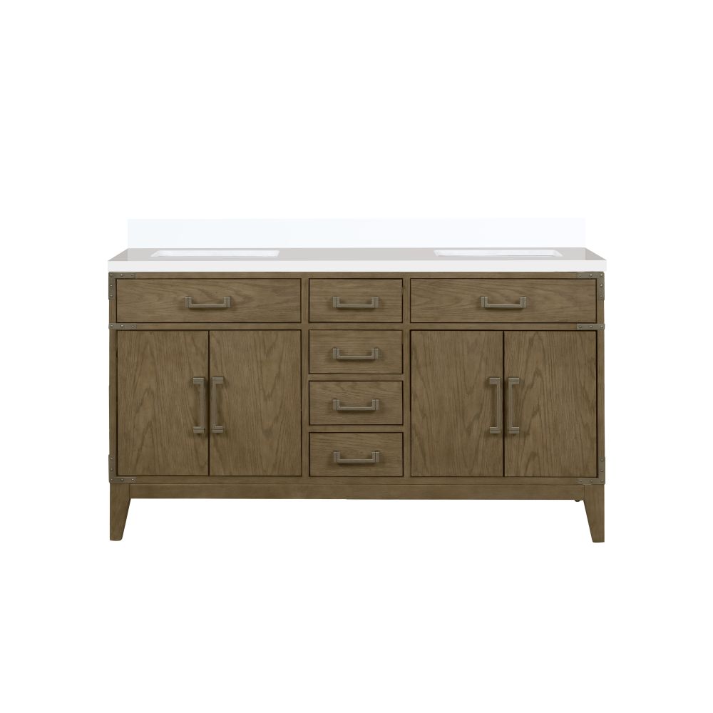 Laurel 60 in W x 22 in. D Grey Oak Double Bath Vanity and Cultured Marble Top
