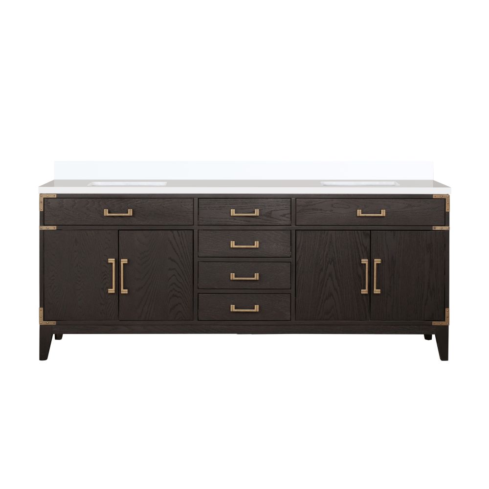 Laurel 80 in W x 22 in. D Brown Oak Double Bath Vanity and Cultured Marble Top