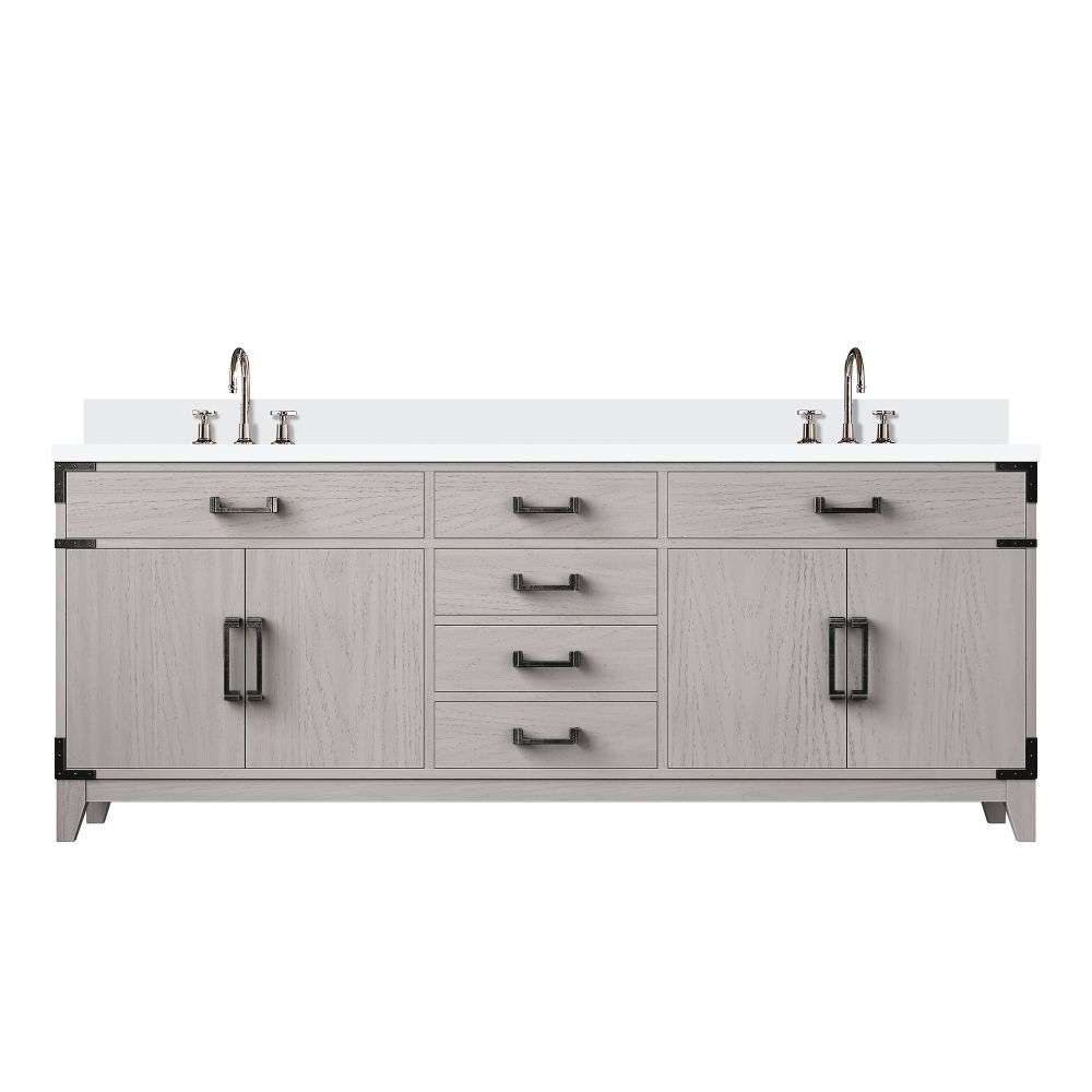 Laurel 80 in W x 22 in. D White Oak Double Bath Vanity, White Quartz Top, and Faucet Set