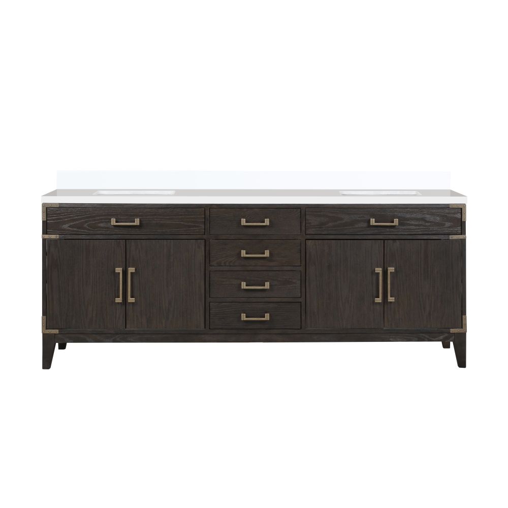 Laurel 84 in W x 22 in. D Brown Oak Double Bath Vanity and Cultured Marble Top