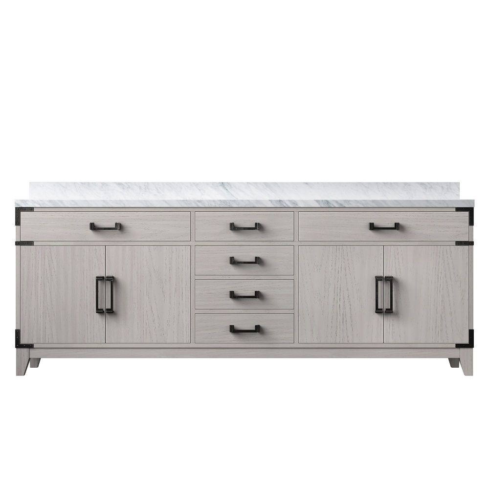 Laurel 84 in W x 22 in. D White Oak Double Bath Vanity and Carrara Marble Top