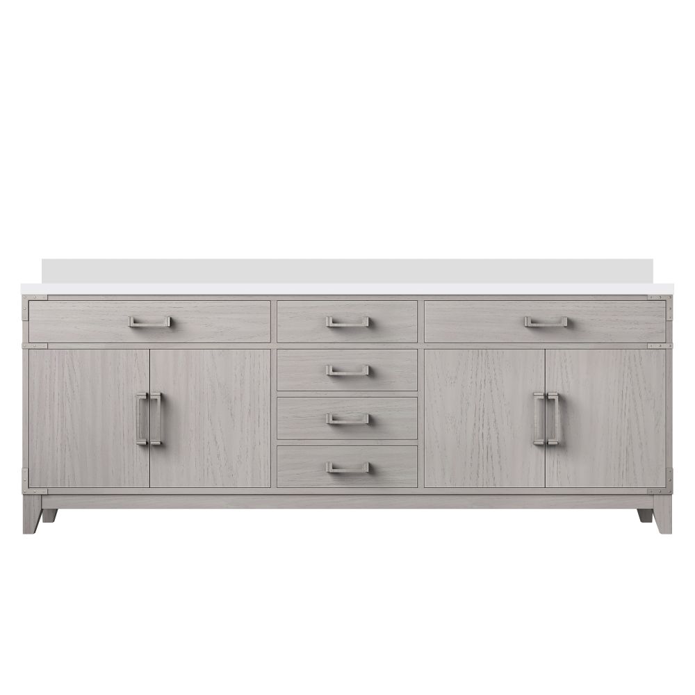 Laurel 84 in W x 22 in. D White Oak Double Bath Vanity and White Quartz Top