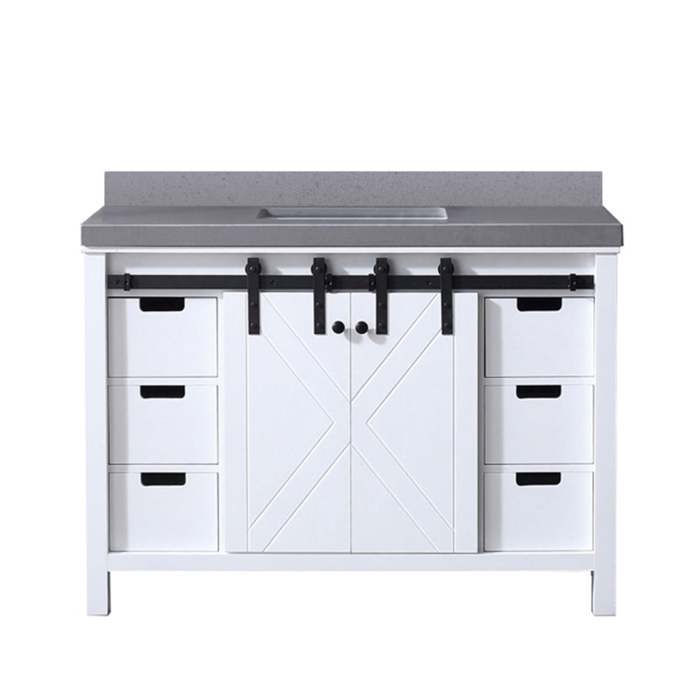 Marsyas 48 in W x 22 in. D White Bath Vanity and Grey Quartz Countertop