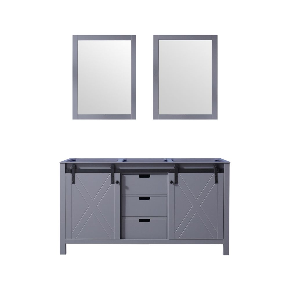 Marsyas 60 in W x 22 in. D Dark Grey Double Bath Vanity and 24 in Mirrors