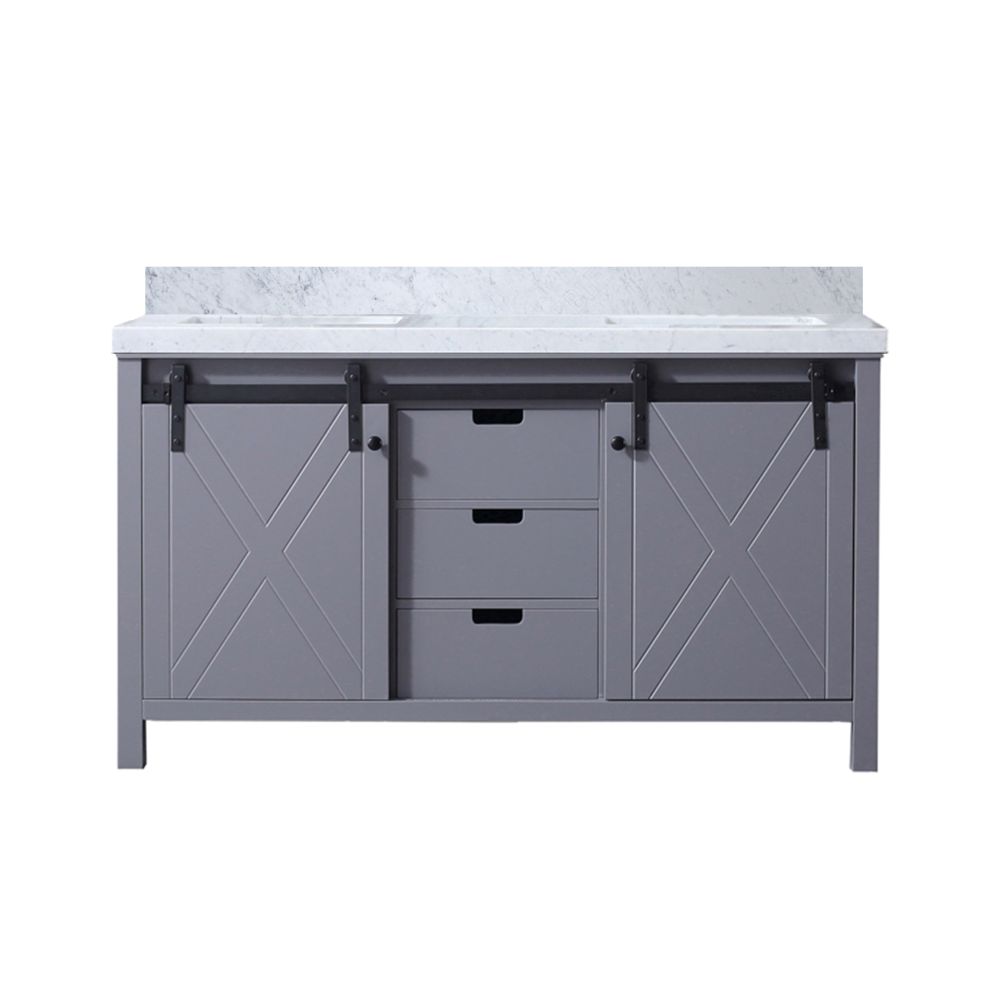 Marsyas 60 in W x 22 in. D Dark Grey Double Bath Vanity and Carrara Marble Countertop