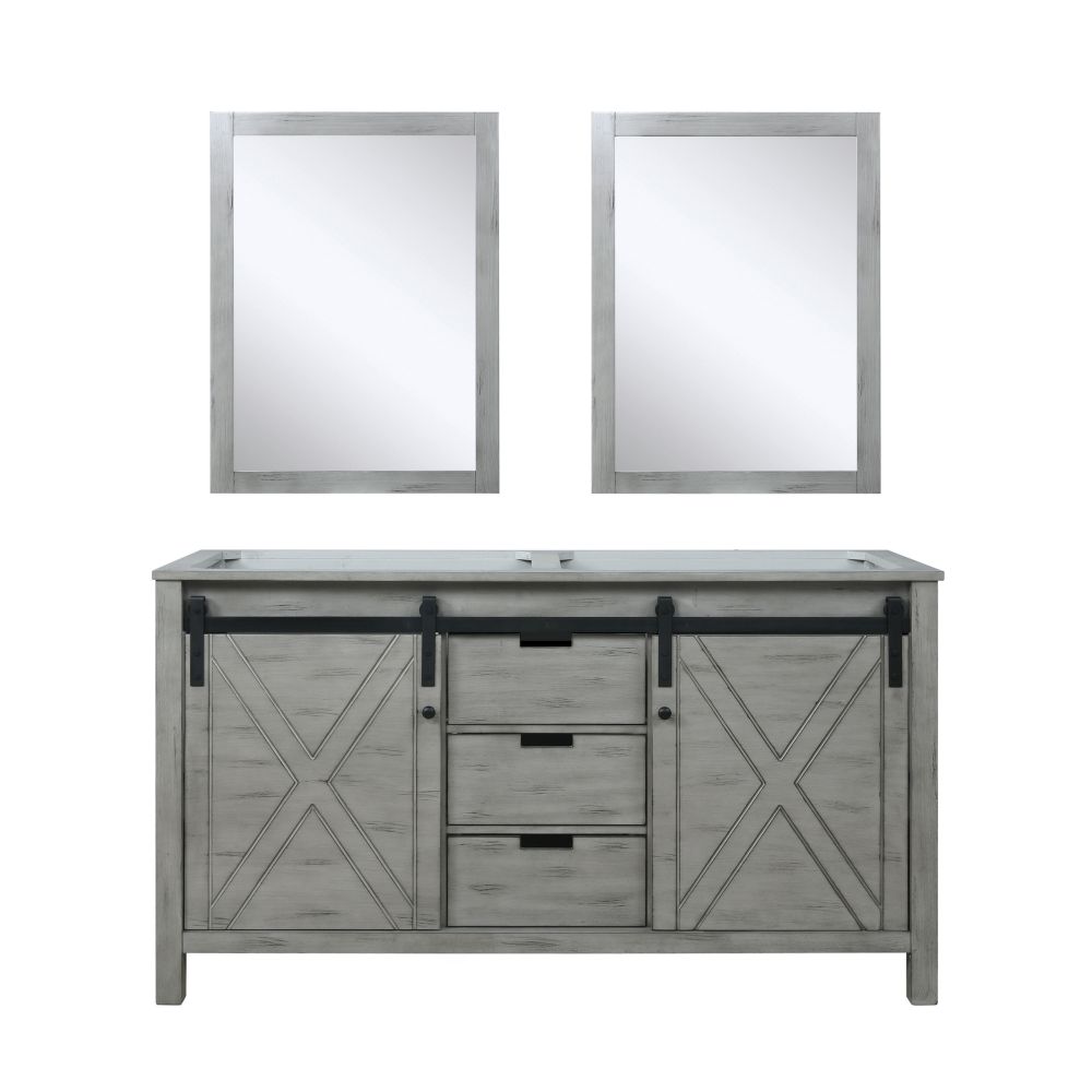 Marsyas 60 in W x 22 in. D Ash Grey Double Bath Vanity and 24 in Mirrors