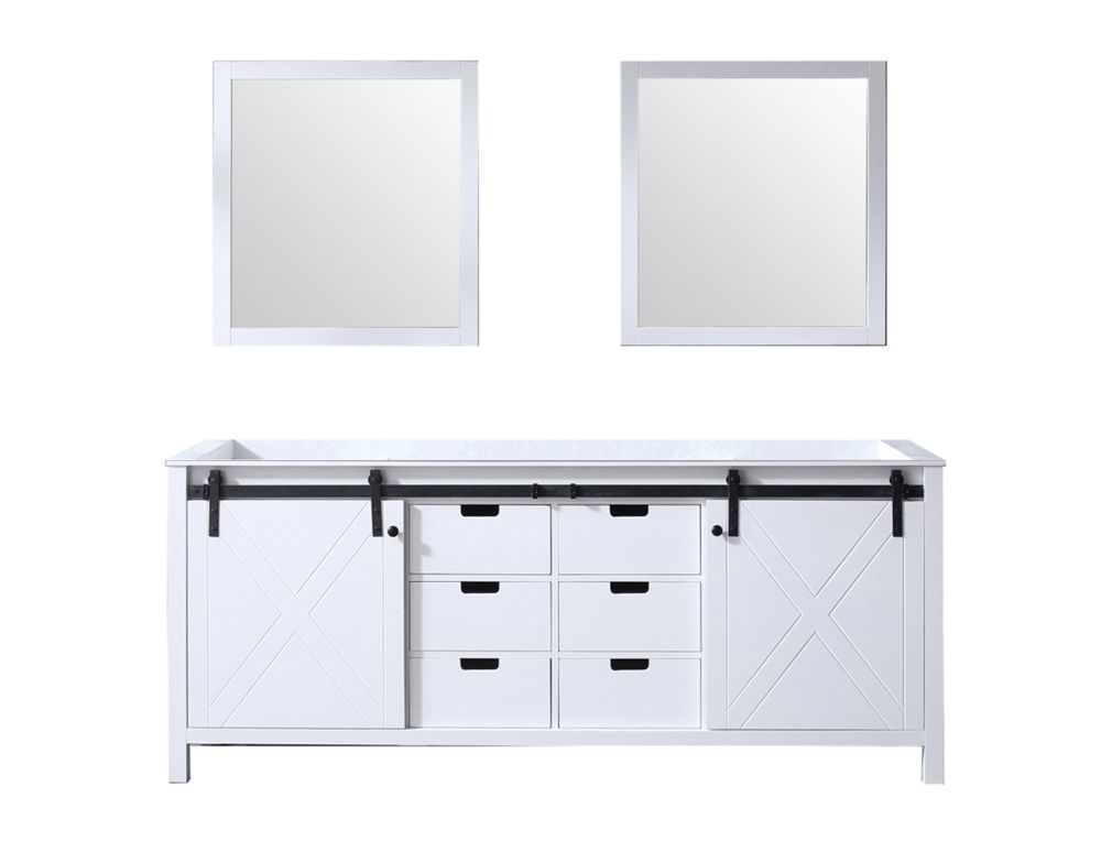 Marsyas 80 in W x 22 in. D White Double Bath Vanity and 30 in Mirrors