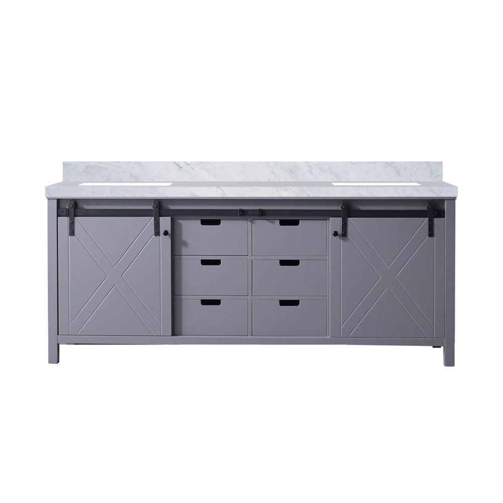 Marsyas 80 in W x 22 in. D Dark Grey Double Bath Vanity and Carrara Marble Countertop