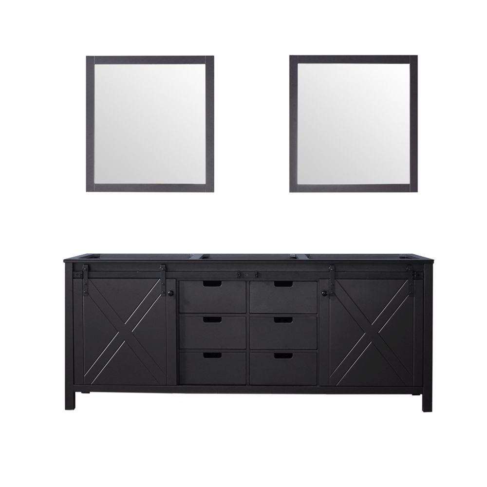 Marsyas 80 in W x 22 in. D Brown Double Bath Vanity and 30 in Mirrors
