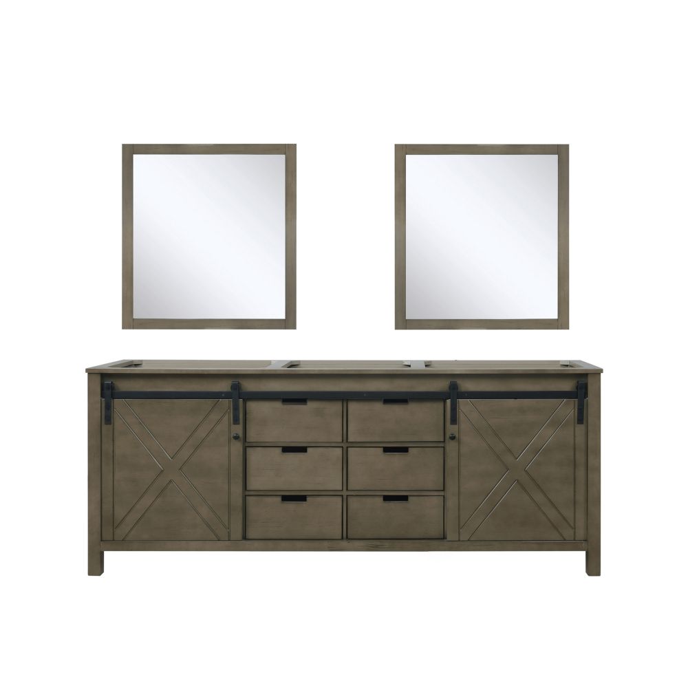Marsyas 80 in W x 22 in. D Rustic Brown Double Bath Vanity and 30 in Mirrors