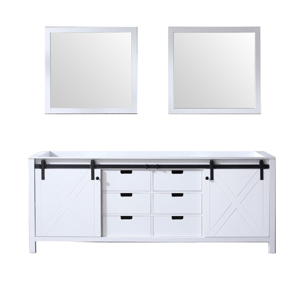 Marsyas 84 in W x 22 in. D White Double Bath Vanity and 34 in Mirrors